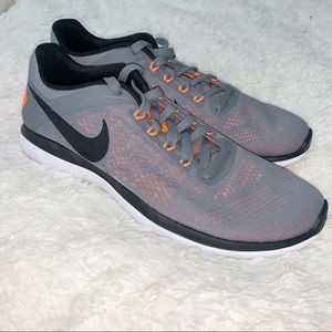 (NWOT) Nike Neon Orange Sneakers Athletic  Gray Running Flex x 2016 Run Shoes